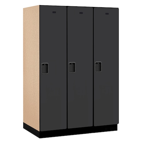 Salsbury Industries 1 Tier Designer Locker, 54"Wx76"Hx24"D, 3 Door, Black 18-21364BLK